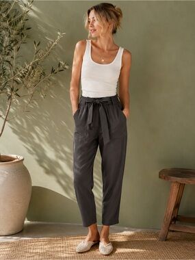 Banana Republic 100% Lyocell TENCEL Paperbag Utility Cargo Pants Gray Sm